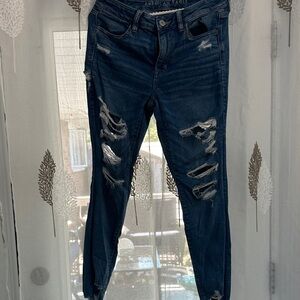 American Eagle Outfitters Women's Distressed Blue Hi rise Jegging Jeans